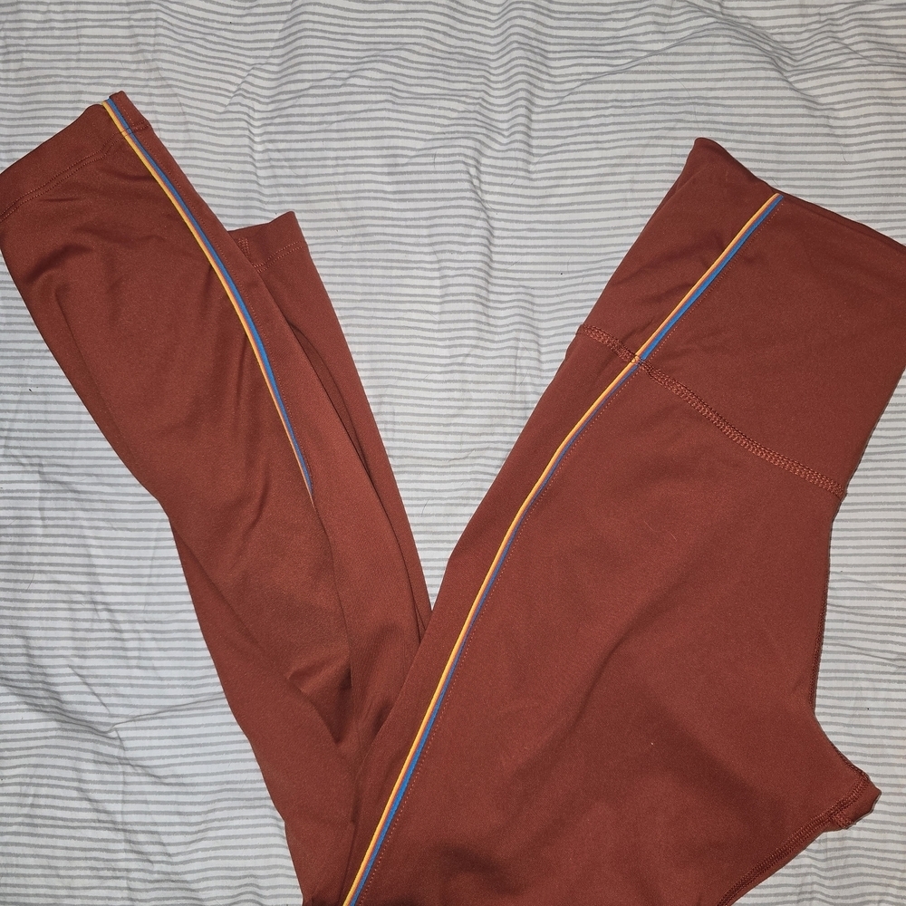 Nike Orange Leggings with Gold Stripe - Picture 3 of 3